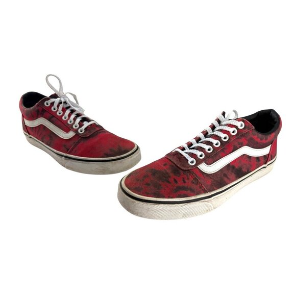 VANS Old Skool Tie Dye Skateboard Casual Shoe in Red & Black Size US 8.5 Mens - Picture 1 of 9
